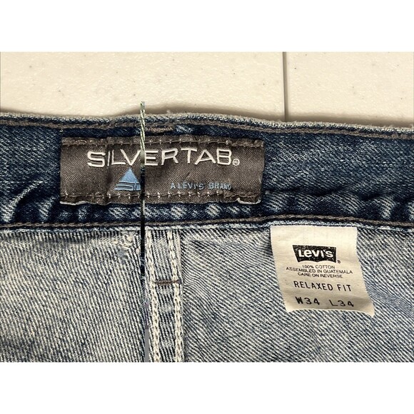 Vintage Levis Silvertab Mens 34x34 Relaxed Fit Straight Blue Denim 100% Cotton - Picture 8 of 15